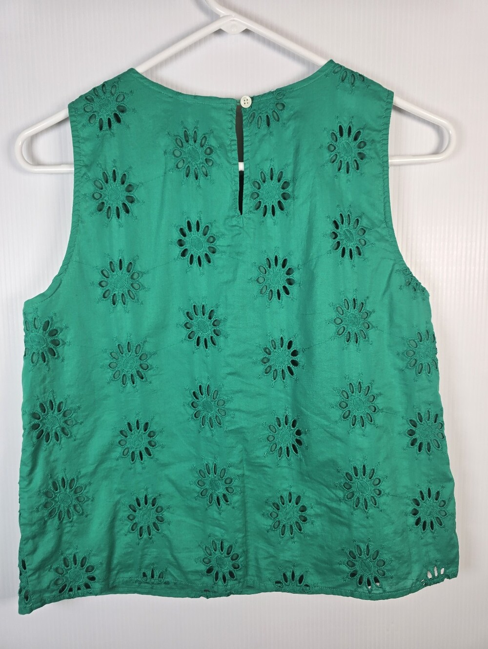 J. Crew Women's Sleeveless Lined Eyelet Shell Tank Top Emerald Green Size XS - Picture 4 of 11